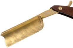 Böker Manufaktur Master Cutter Damascus Gold, Desert Ironwood 140801DAM Straight Razor -Knives Store BO140801DAM 03 boker