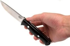 Bark River Gunny CPM 3V, Black Linen Micarta, Brown Sheath -Knives Store BRK07 025BRKL 06 bark river brk07 025brkl 06