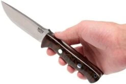 Bark River Bravo 1 CPM 3V, Burgundy Snakeskin Micarta, Brown Sheath -Knives Store BRK07 114SBC 06 bark river brk07 114sbc 06