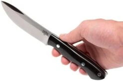 Bark River Kalahari Hunter A2, Black Canvas Micarta, Brown Sheath -Knives Store BRK12 112BRKC 06 bark river brk12 112brkc 06