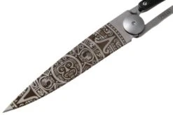 Deejo Tattoo 37g, Ebony Wood, Aztec Sun, 1CB000073 Pocket Knife -Knives Store DJ1CB000073 03 deejo