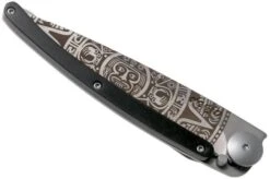 Deejo Tattoo 37g, Ebony Wood, Aztec Sun, 1CB000073 Pocket Knife -Knives Store DJ1CB000073 04 deejo