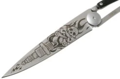 Deejo Tattoo 37g, Ebony Wood, Biker 1CB018-G Pocket Knife -Knives Store DJ1CB018 G 03 deejo