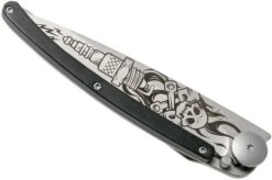 Deejo Tattoo 37g, Ebony Wood, Biker 1CB018-G Pocket Knife -Knives Store DJ1CB018 G 04 deejo