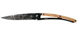 Deejo Tattoo Black Serrated 37g, Olive, Hunting Scene, 1GB000512 Pocket Knife