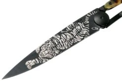 Deejo Tattoo 37g, Black Turtle, Tiger 1GC000100 Pocket Knife -Knives Store DJ1GC000100 03 deejo