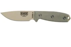 ESEE Model 3 Desert Tan Blade, Grey Handle 3P-MB-DT With Sheath + Clip And MOLLE-back