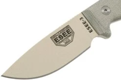 ESEE Model 3 Desert Tan Blade, Grey Handle 3P-MB-DT With Sheath + Clip And MOLLE-back -Knives Store EE ESEE 3P MB DT 03 esee knives