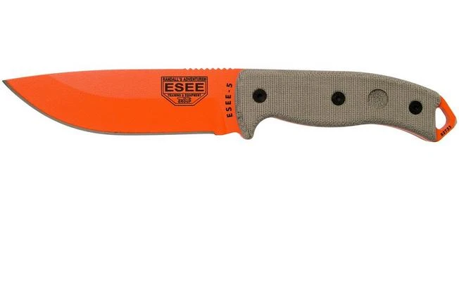 ESEE Model 5 Orange 5POG OD Green Micarta Survival Knife With Kydex Sheath + Belt Clip 1 ESEE Model 5 Orange 5POG OD Green Micarta Survival Knife With Kydex Sheath + Belt Clip