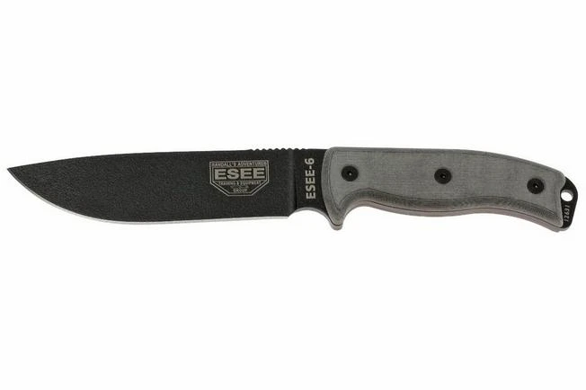 ESEE Model 6 Black Blade, Grey Handle 6P-KO Survival Knife Without Sheath 1 ESEE Model 6 Black Blade, Grey Handle 6P-KO Survival Knife Without Sheath