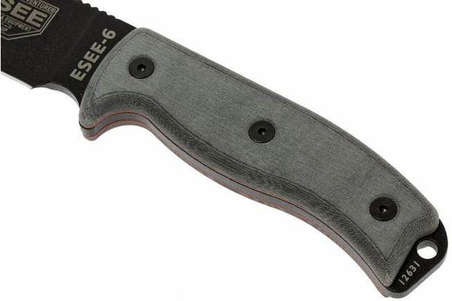 ESEE Model 6 Black Blade, Grey Handle 6P-KO Survival Knife Without Sheath 3 ESEE Model 6 Black Blade, Grey Handle 6P-KO Survival Knife Without Sheath - Image 3