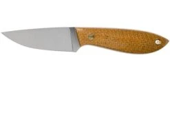 Brisa Bobtail 80 Mustard Micarta Handle, 12C27, Leather Sheath 9952