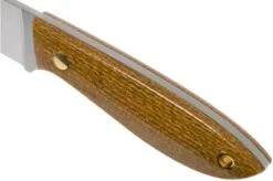 Brisa Bobtail 80 Mustard Micarta Handle, 12C27, Leather Sheath 9952 -Knives Store ENZ 9952 05 enzo knives