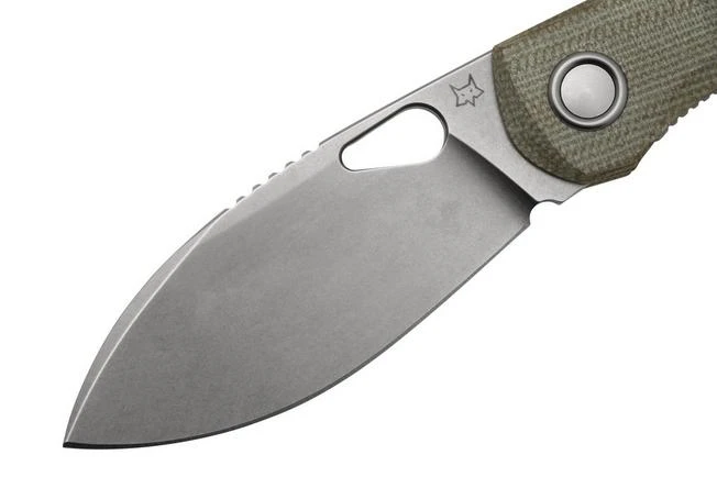 Fox Chilin FX-530-MOD Stonewashed M398, OD Green Micarta Pocket Knife, Jesper Voxnaes Design 3 Fox Chilin FX-530-MOD Stonewashed M398, OD Green Micarta Pocket Knife, Jesper Voxnaes Design - Image 3
