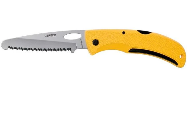 Gerber E-Z Out Rescue Yellow 6971 Serrated Pocket Knife 1 Gerber E-Z Out Rescue Yellow 6971 Serrated Pocket Knife