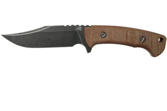 Rick Hinderer Ranch Bowie Natural Canvas Micarta, Battle Black, Bowie Knife 1 Rick Hinderer Ranch Bowie Natural Canvas Micarta, Battle Black, Bowie Knife