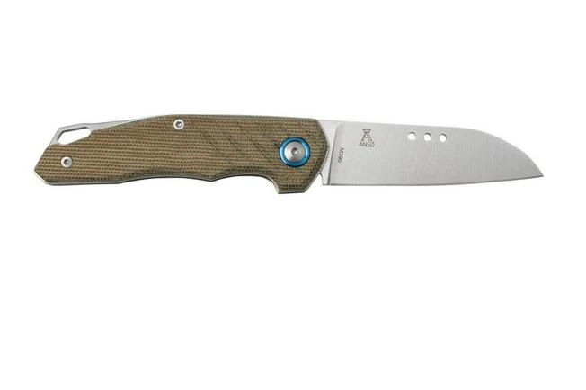 MKM Root RT-GC Satin Green Canvas Micarta Pocket Knife, Jens Anso Design 2 MKM Root RT-GC Satin Green Canvas Micarta Pocket Knife, Jens Anso Design - Image 2