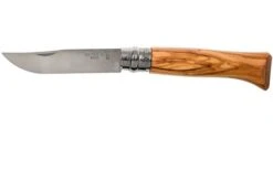 Opinel Pocket Knife No. 8 Luxury Range With Leather Sheath, Olive Wood