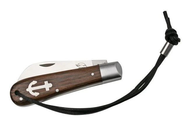 Otter Anchor Knife SET 172 Large Stainless, Smoked Oak, Brass Anchor, Leather Strap, Pocket Knife 4 Otter Anchor Knife SET 172 Large Stainless, Smoked Oak, Brass Anchor, Leather Strap, Pocket Knife - Image 4