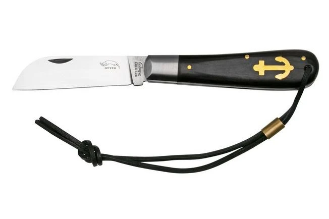 Otter Anchor Knife SET 173 Large Stainless, Grenadilla, Brass Anchor, Leather Strap, Pocket Knife 1 Otter Anchor Knife SET 173 Large Stainless, Grenadilla, Brass Anchor, Leather Strap, Pocket Knife