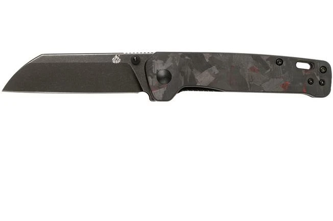 QSP Knife Penguin QS130-URD Red Shredded Carbon Fibre G10, Blackwashed, Pocket Knife 1 QSP Knife Penguin QS130-URD Red Shredded Carbon Fibre G10, Blackwashed, Pocket Knife