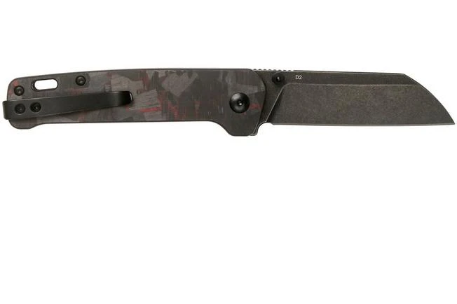 QSP Knife Penguin QS130-URD Red Shredded Carbon Fibre G10, Blackwashed, Pocket Knife 2 QSP Knife Penguin QS130-URD Red Shredded Carbon Fibre G10, Blackwashed, Pocket Knife - Image 2