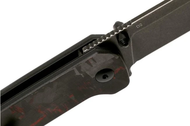 QSP Knife Penguin QS130-URD Red Shredded Carbon Fibre G10, Blackwashed, Pocket Knife 6 QSP Knife Penguin QS130-URD Red Shredded Carbon Fibre G10, Blackwashed, Pocket Knife - Image 6