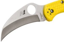 Spyderco Tasman Salt 2 C106PYL2 Plain Edge Pocket Knife, Yellow -Knives Store SPC106PYL2 03 spyderco spc106pyl2 03