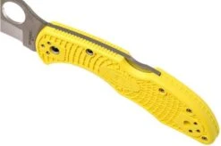 Spyderco Tasman Salt 2 C106PYL2 Plain Edge Pocket Knife, Yellow -Knives Store SPC106PYL2 07 spyderco spc106pyl2 07