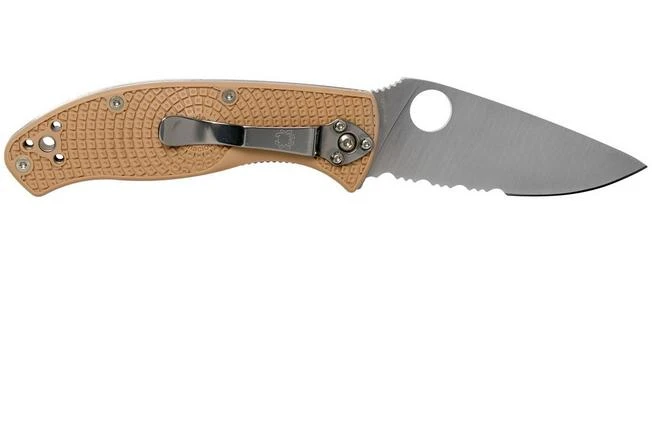 Spyderco Tenacious Lightweight Tan C122PSTN FRN Partly Serrated Pocket Knife 2 Spyderco Tenacious Lightweight Tan C122PSTN FRN Partly Serrated Pocket Knife - Image 2
