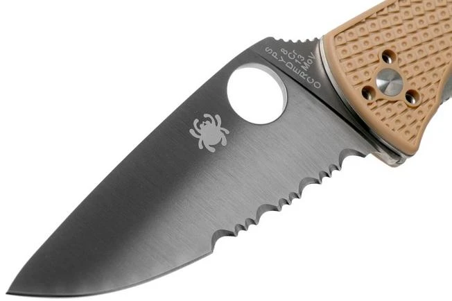 Spyderco Tenacious Lightweight Tan C122PSTN FRN Partly Serrated Pocket Knife 3 Spyderco Tenacious Lightweight Tan C122PSTN FRN Partly Serrated Pocket Knife - Image 3