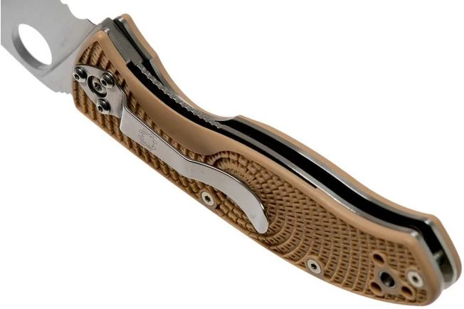 Spyderco Tenacious Lightweight Tan C122PSTN FRN Partly Serrated Pocket Knife 5 Spyderco Tenacious Lightweight Tan C122PSTN FRN Partly Serrated Pocket Knife - Image 5