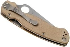 Spyderco C81MPCW2 Paramilitary 2 Brown Canvas Micarta CruWear Pocket Knife -Knives Store SPC81MPCW2 04 spyderco