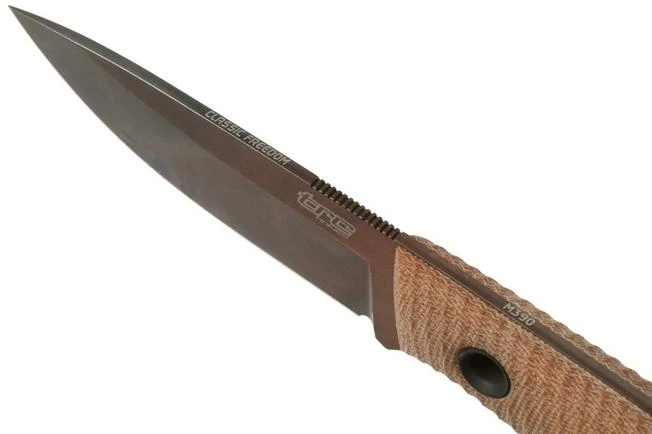 TRC Knives Classic Freedom, M390 Apocalypse Finish, Natural Canvas Micarta, Outdoor Knife 5 TRC Knives Classic Freedom, M390 Apocalypse Finish, Natural Canvas Micarta, Outdoor Knife - Image 5