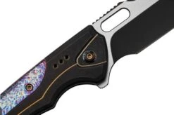 WE Knife Exciton Black Titanium Flamed Titanium, Black Stonewashed CPM 20CV WE22038A-4 Limited Edition Pocket Knife -Knives Store WKWE22038A 4 05 weknife