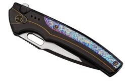 WE Knife Exciton Black Titanium Flamed Titanium, Black Stonewashed CPM 20CV WE22038A-4 Limited Edition Pocket Knife -Knives Store WKWE22038A 4 06 weknife