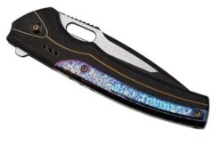 WE Knife Exciton Black Titanium Flamed Titanium, Black Stonewashed CPM 20CV WE22038A-4 Limited Edition Pocket Knife -Knives Store WKWE22038A 4 07 weknife