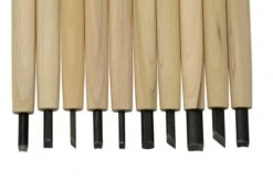 Yoshiharu W-10 Mitomoto Japanese Wood Carving Knives, Set Of 10 In Cloth Pouch -Knives Store YSH 016 03 yoshiharu